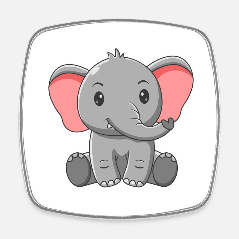 Elephant - Square fridge magnet - white