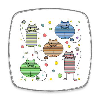 Chats - Magnet carré - blanc - Devant