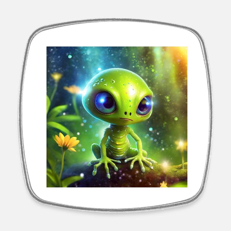 Firefly Cute Alien Character 57577 - Square fridge magnet - white