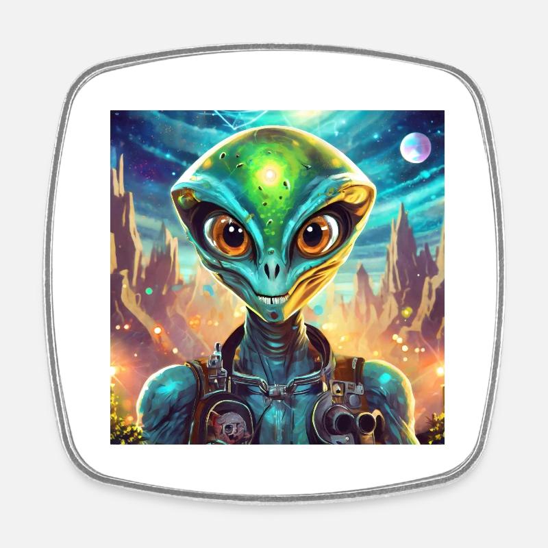 Firefly Alien Funny Character 28830 - Square fridge magnet - white