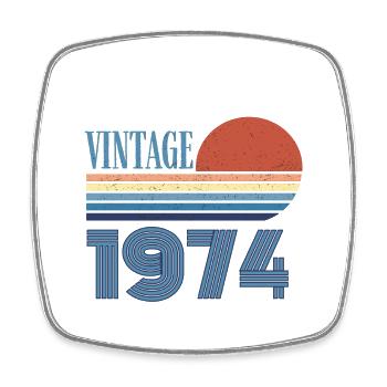 Jahrgang 1974 - Viereckiger Kühlschrankmagnet - Weiß - Vorne