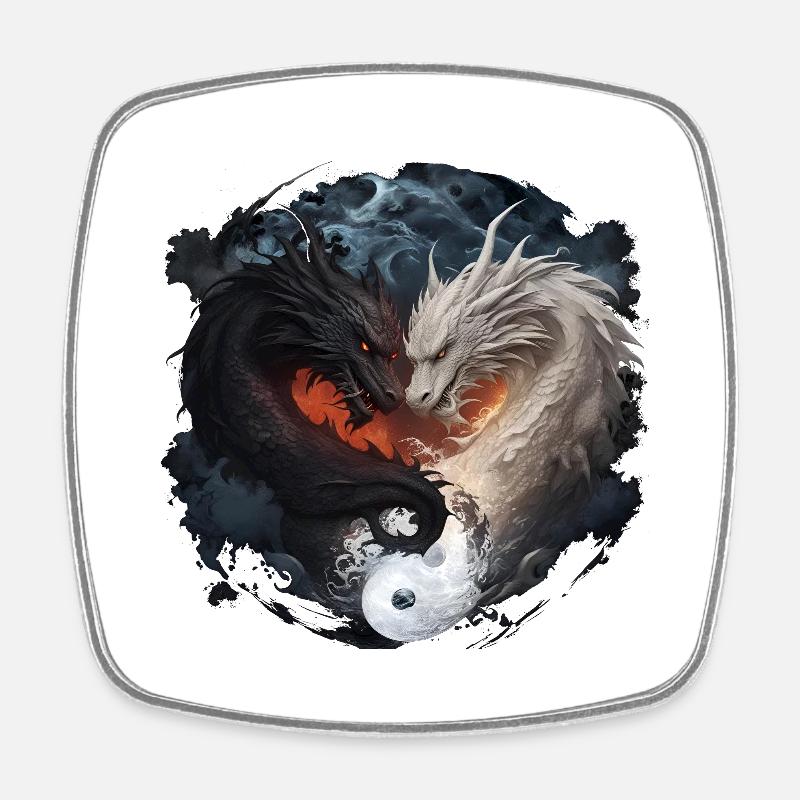 Le Dragon3 - Magnet carré - blanc