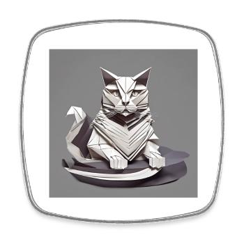 Chat - Magnet carré - blanc - Devant
