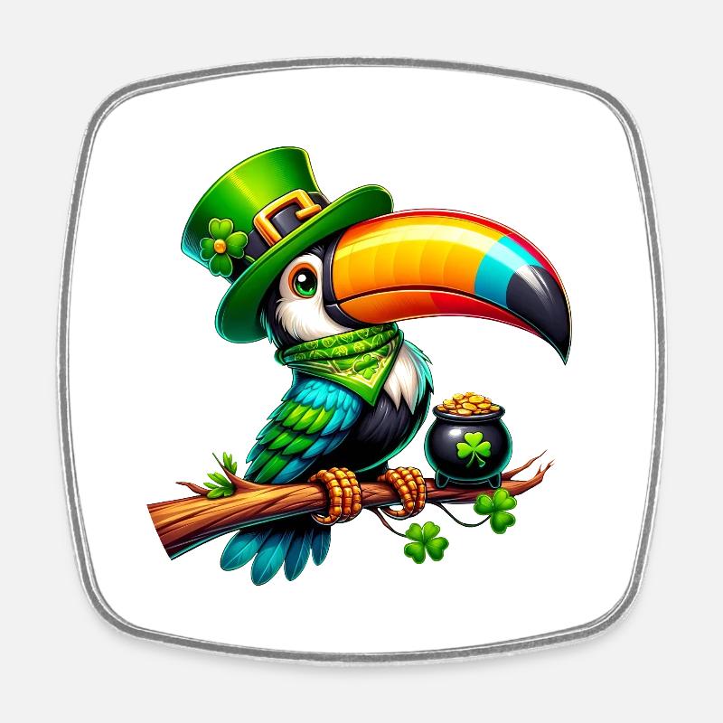 Chemise Toucan oiseau oiseau de paradis de la Saint-Patrick - Magnet carré - blanc