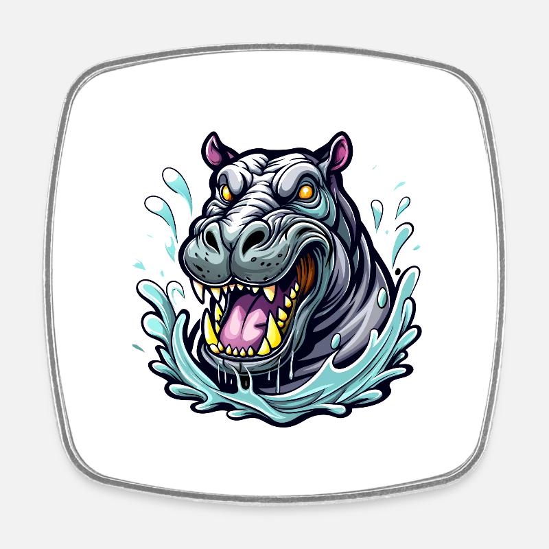 hippopotamus - Square fridge magnet - white