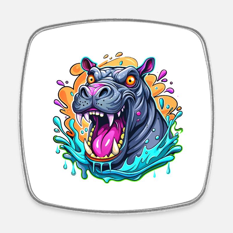 hippo - Viereckiger Kühlschrankmagnet - Weiß