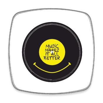 Music makes it all better - Have a nice vinyl day - Viereckiger Kühlschrankmagnet - Weiß - Vorne