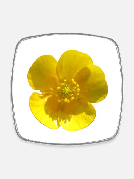Blume gelb gelbe Blume - Viereckiger Kühlschrankmagnet - Weiß