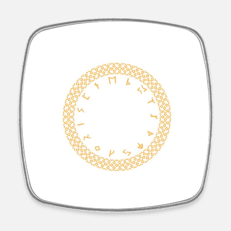 Viking Runes Circle - Square fridge magnet - white