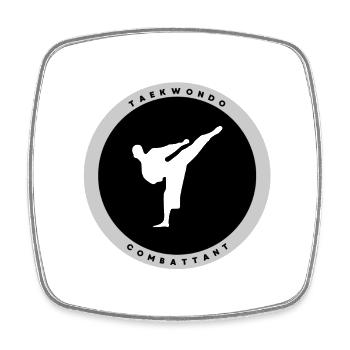 Combattant Taekwondo - Magnet carré - blanc - Devant