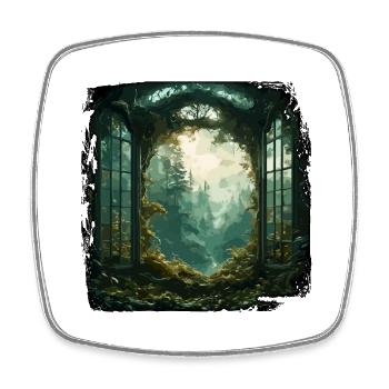Window in the Forest / Trees / View / Wilderness - Square fridge magnet - white - Front