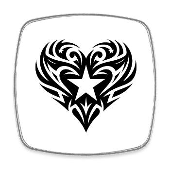 Tribal Tattoo Herz Linien mit Sternen - Viereckiger Kühlschrankmagnet - Weiß - Vorne