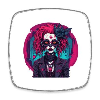 Poupée d’horreur / Halloween / Effrayant / Sombre - Magnet carré - blanc - Devant
