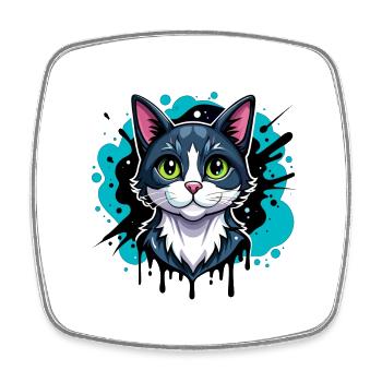 Chat - Magnet carré - blanc - Devant