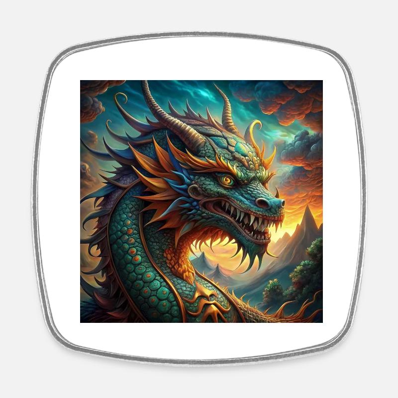 Dragon - Magnet carré - blanc
