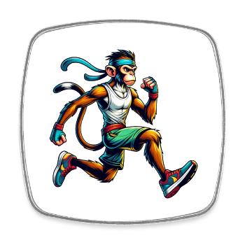 Monkey Fitness-Enthusiast Running & Jogging - Square fridge magnet - white - Front
