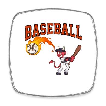 Baseball Is My Favorite Season Cartoon - Square fridge magnet - white - Front