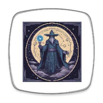 Mystic Pixel Mage - Square fridge magnet - white - Front