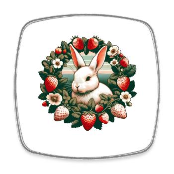Lapin - Magnet carré - blanc - Devant