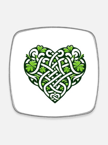 Celtic Heart St. Patrick's Day - Viereckiger Kühlschrankmagnet - Weiß