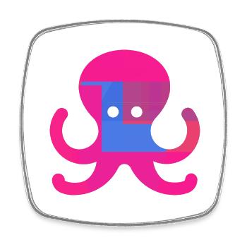 Oktopus - Viereckiger Kühlschrankmagnet - Weiß - Vorne