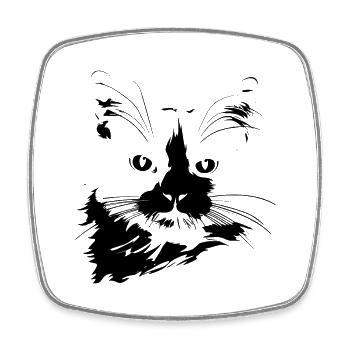 cat, cat motif, cute, gift, gift ideas - Square fridge magnet - white - Front