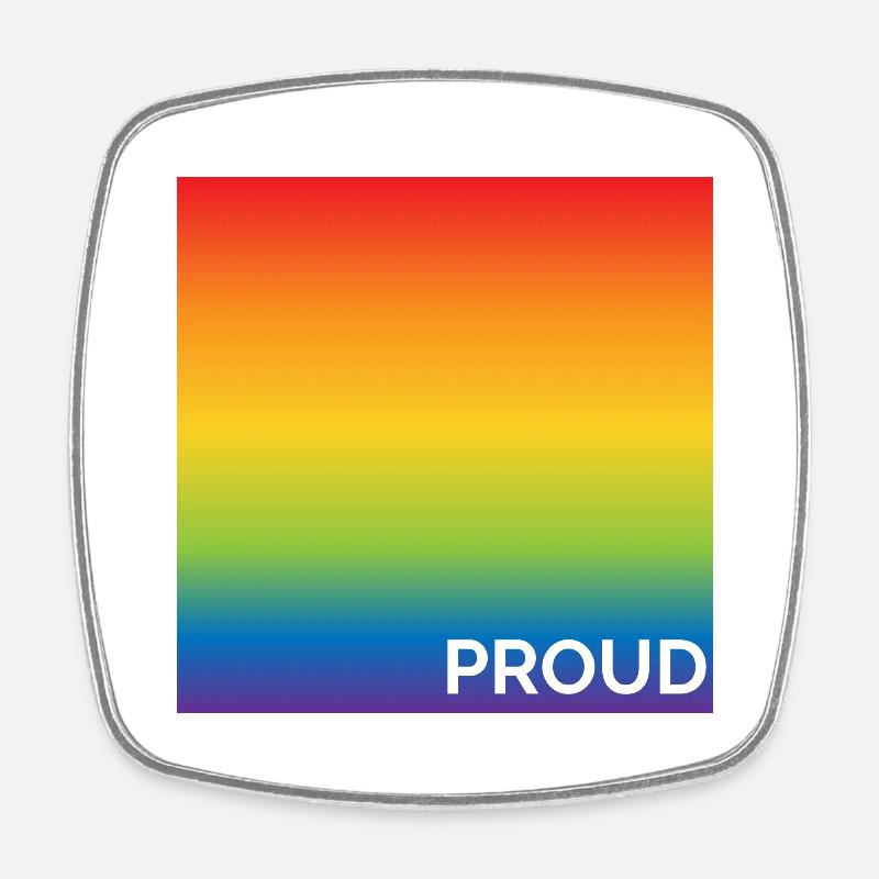 Drapeau de la fierté arc-en-ciel - Magnet carré - blanc