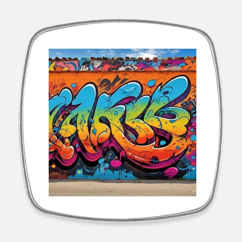 Graffiti - Square fridge magnet - white