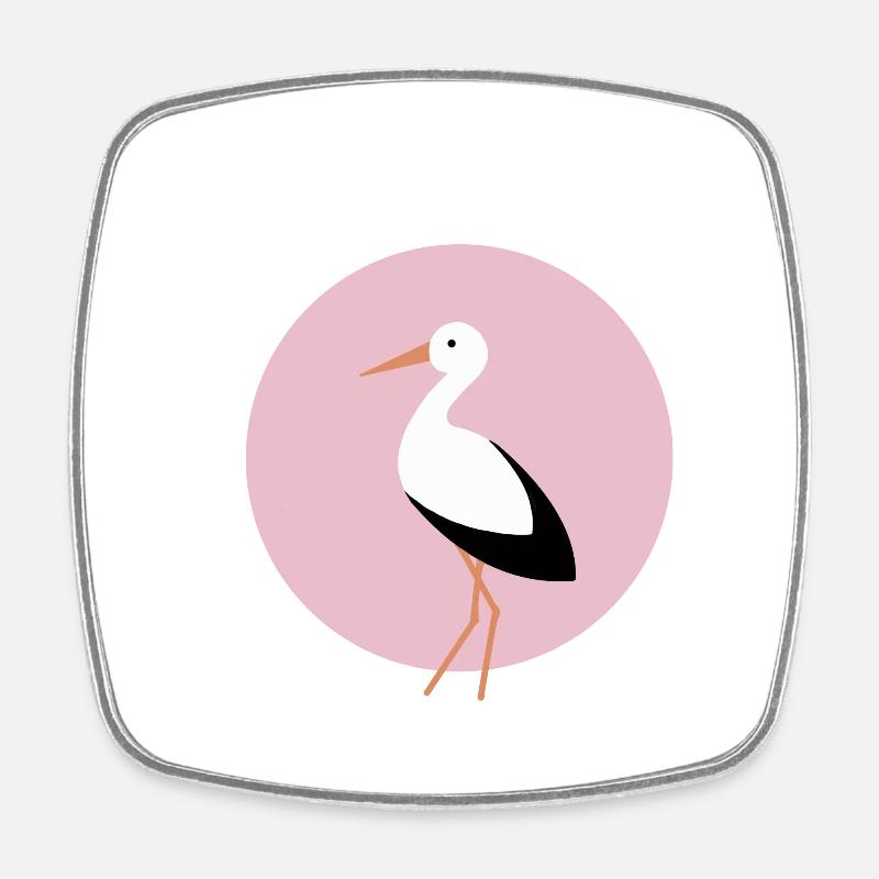 Stork pink - Square fridge magnet - white