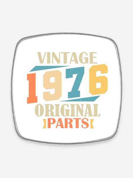 Monat 1976. 1976 Geburtstagsgeschenk. 48 Jahre alt Birt - Viereckiger Kühlschrankmagnet - Weiß