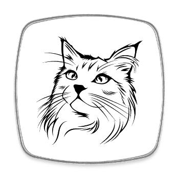 Chat, Motif De Chat, Visage De Chat - Magnet carré - blanc - Devant