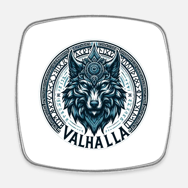 Loup du Valhalla - Magnet carré - blanc