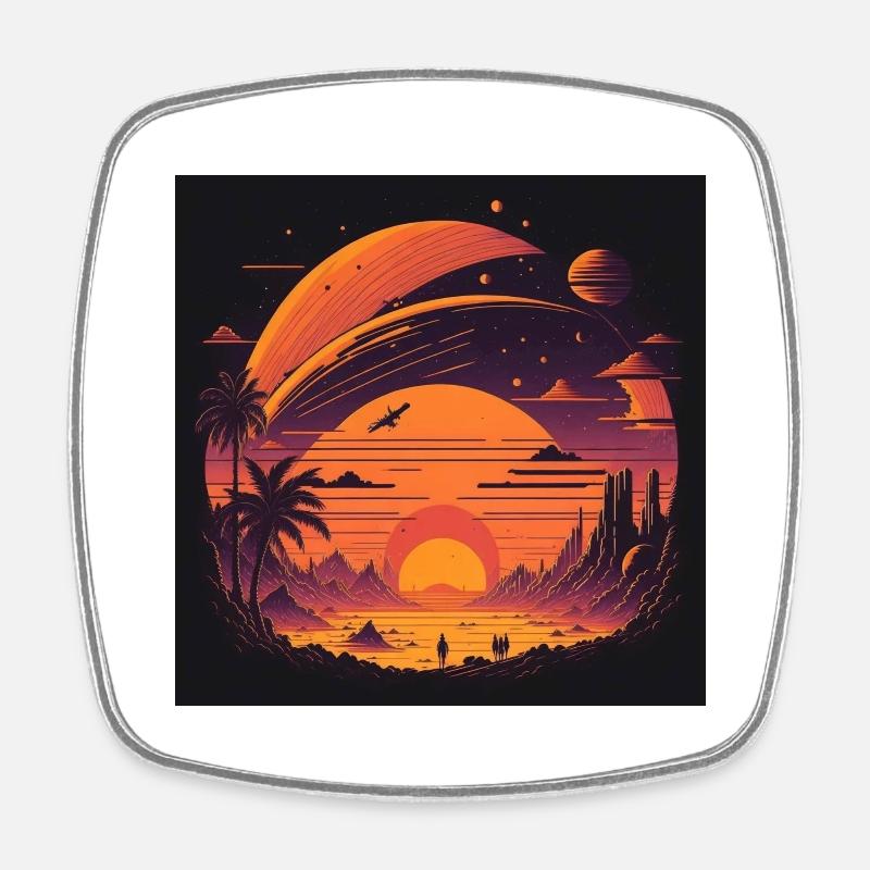 Sunset - Square fridge magnet - white