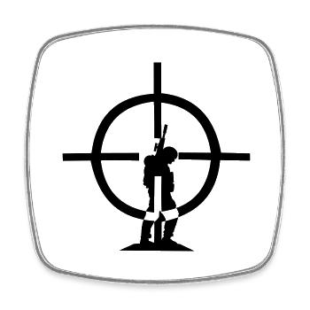 Scharfschütze Zielfernrohr Fadenkreuz Soldat Krieg Zielen Schlagen Schießen - Viereckiger Kühlschrankmagnet - Weiß - Vorne