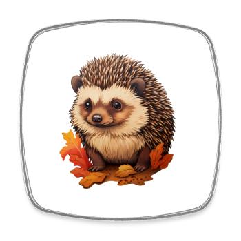 Hedgehog with leaves - Square fridge magnet - white - Front