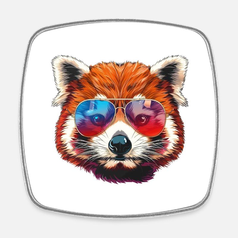 Panda roux Petit Panda - Magnet carré - blanc
