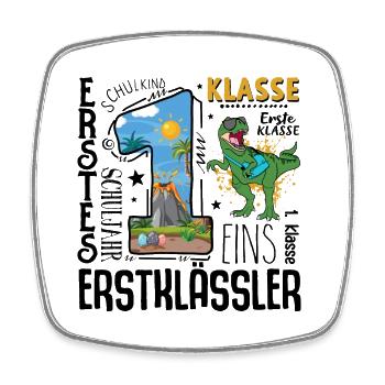 1st class Dino T-Rex - Square fridge magnet - white - Front