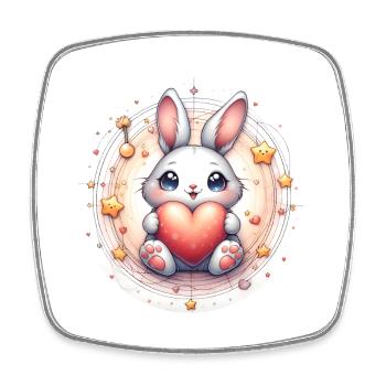 Rabbit with heart - Square fridge magnet - white - Front