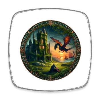 Dragon Castle - Square fridge magnet - white - Front