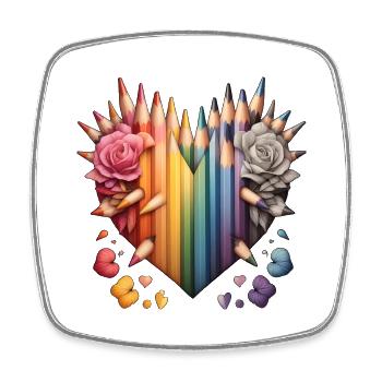Gezeichnetes Herz - Viereckiger Kühlschrankmagnet - Weiß - Vorne