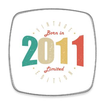 2011 Vintage Retro Anniversary Gift 2011 - Square fridge magnet - white - Front