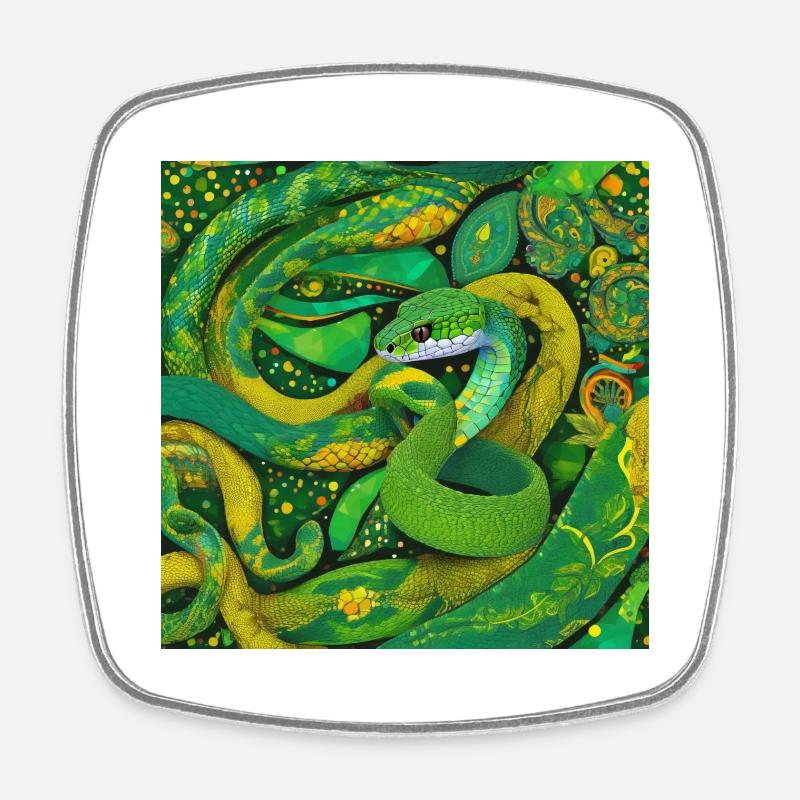 Serpent - Magnet carré - blanc