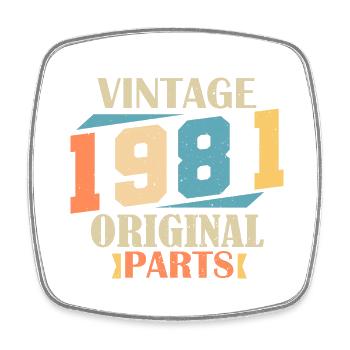 Monat 1981. 1981 Geburtstagsgeschenk. 43 Jahre alt Birt - Viereckiger Kühlschrankmagnet - Weiß - Vorne