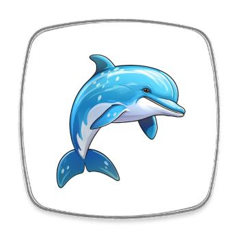 Dolphin jumping - Square fridge magnet - white - Front