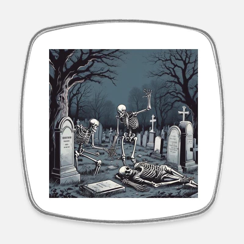 Sleepwalker Skeleton - Square fridge magnet - white