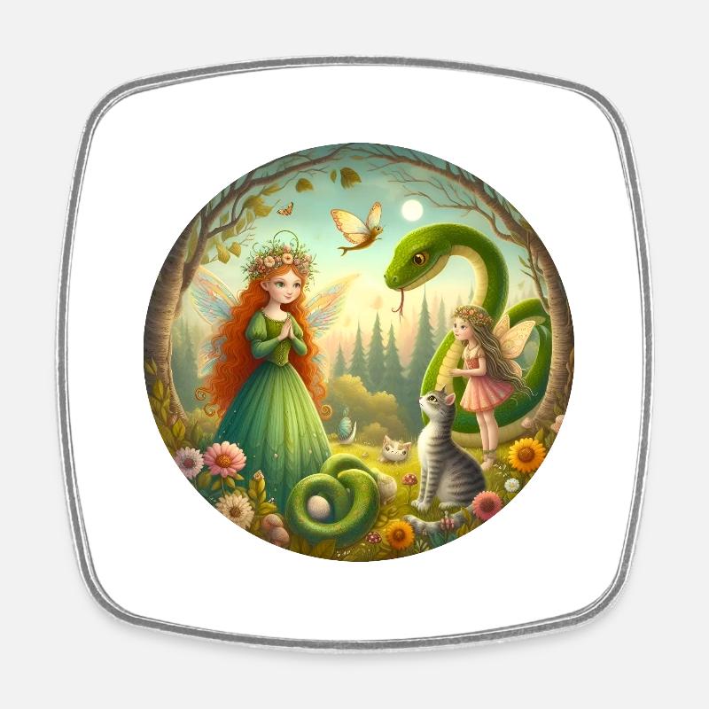 Forêt de conte de fées - Magnet carré - blanc