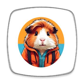 Meerschweinchen im Outdoor Look - Viereckiger Kühlschrankmagnet - Weiß - Vorne