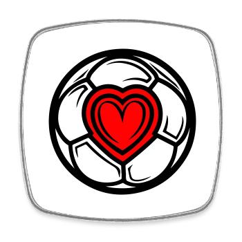 Fussball Herz Liebe - Viereckiger Kühlschrankmagnet - Weiß - Vorne