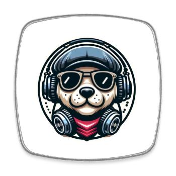 Music Dog - Viereckiger Kühlschrankmagnet - Weiß - Vorne
