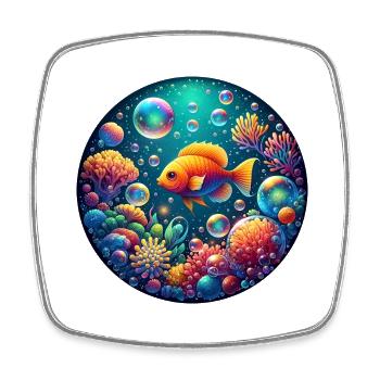 Underwater Magic World - Square fridge magnet - white - Front